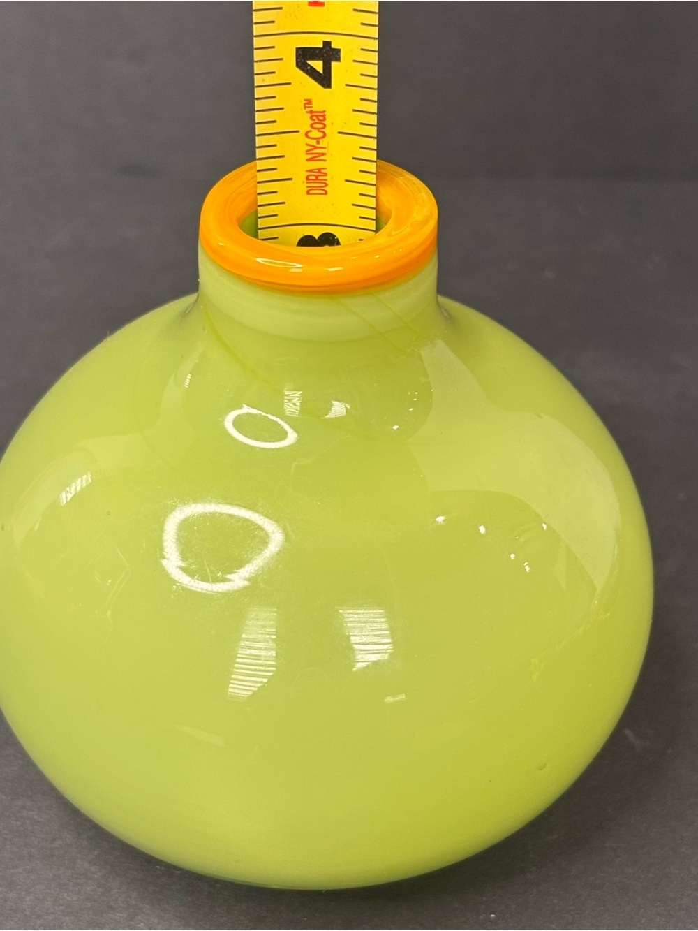 Hand Blown Glass Art Vase - Light Green And Bright Yellow - Picture 6 of 7